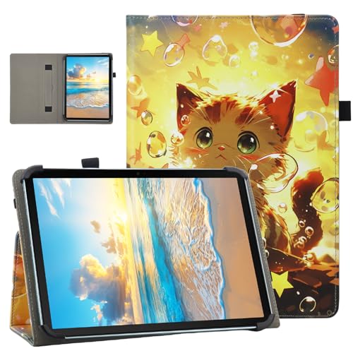 Nannxiebky Universal-Schutzhülle für Android-Tablets, 17,8 cm (7 - 8 Zoll), schmal, klappbar, mit Handschlaufe, für 17,8 cm - 21,6 cm (7 - 8,0 Zoll) Tablets, Blasenkatze von Nannxiebky