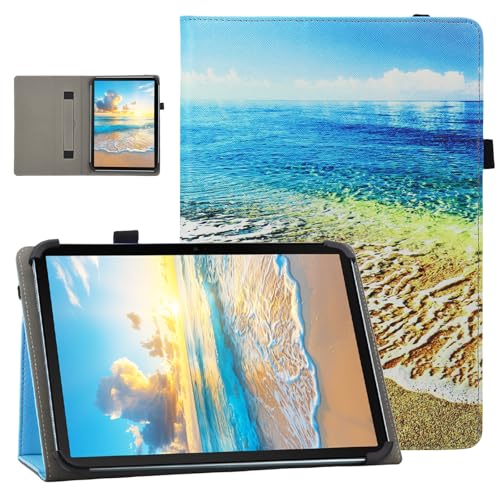 Nannxiebky Universal-Schutzhülle für Android-Tablets mit 17,8 cm (7 - 8 Zoll), schmal, klappbar, mit Handschlaufe, für 17,8 cm - 21,6 cm (7 - 8,0 Zoll) Tablets, Meer von Nannxiebky