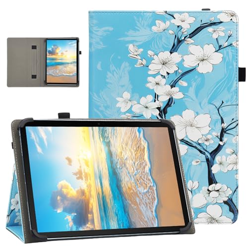 Nannxiebky Universal-Schutzhülle für Android-Tablets mit 17,8 cm (7 - 8 Zoll), schmal, klappbar, mit Handschlaufe, für 17,8 cm - 21,6 cm Tablets, Pflaumenblüte von Nannxiebky