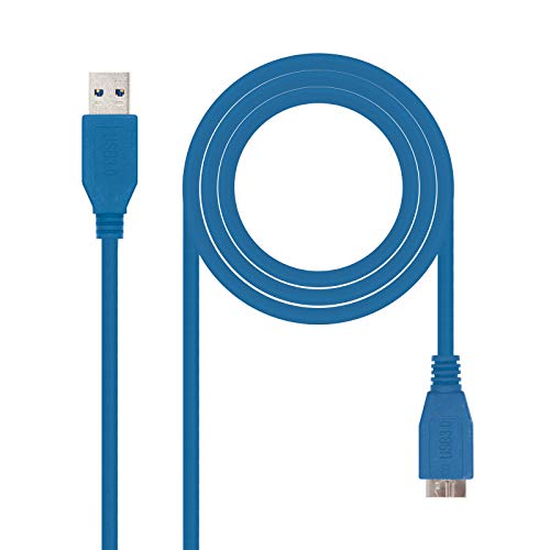 Nanocable 10.01.1101-BL - USB 3.0 auf Micro USB 3.0 Kabel, Hauptanwendung in Mobil und Digitalkameras, Typ A/M-Micro B/M, männlich-männlich, blau, 1.0 mts von NANOCABLE