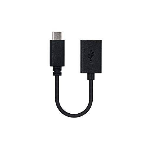 Nanocable 10.01.2400 - USB-C OTG Kabel 3A (On-The-GO) USB 2.0, bis zu 3 Ampere, männlich-weiblich, Typ C/M-A/H, schwarz, 15 cms von NANOCABLE