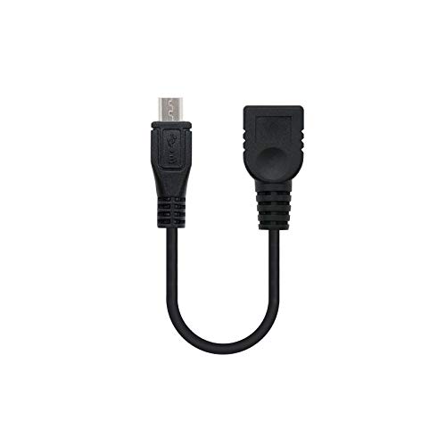 Nanocable 10.01.3500 - USB 2.0 OTG Kabel (On-The-GO), Typ Micro B/M-A/H, männlich-weiblich, schwarz, 15 cms von NANOCABLE