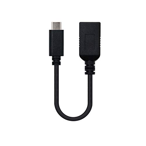 Nanocable 10.01.4201 - 3G USB-C OTG Kabel (On-The-GO) USB 3.1, Übertragungsgeschwindigkeit bis zu 5 Gbit/s, bis zu 3 Lastverstärker, Gen1, männlich-weiblich, Typ C/M-A/H, schwarz, 15 cms von Nano Cable