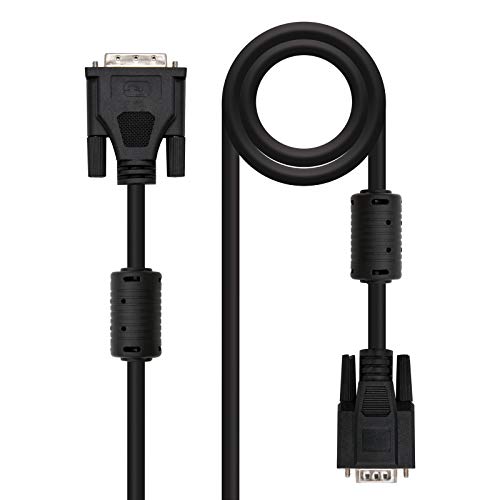 Nanocable 10.15.0403 - DVI zu SVGA Kabel mit Ferrit für Monitor, männlich-männlich, DVI 18+5/M-HDB15/M, schwarz, 3.0 mts von Nano Cable