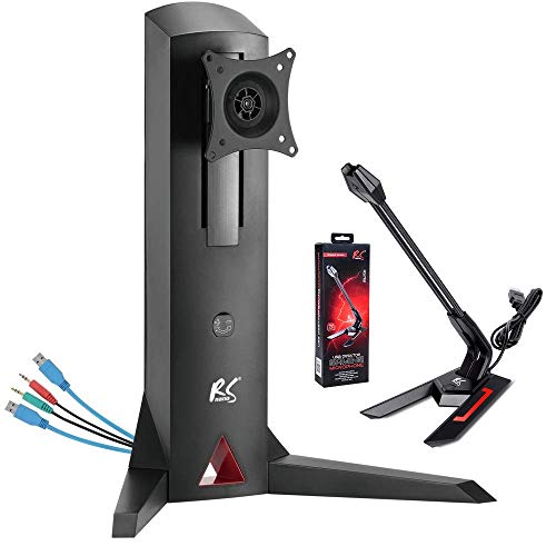 NanoRS RS110 Monitor Standfuß Ständer Tischständer 360° Full Motion Höhenverstellbar 17-32" bis 8kg 2xUSB Mikrofon Kopfhörer Anschluss (Monitor Standfuß + Mikrofon) von NanoRS