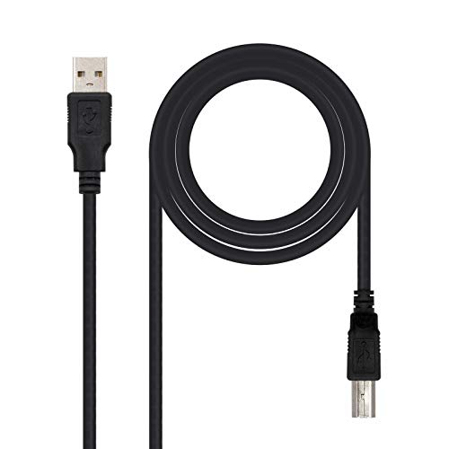 Nanocable 10.01.0103-BK - USB 2.0 Kabel für Drucker, Typ A/M-B/M, männlich-männlich, schwarz, 1.8 mts von Nanocable