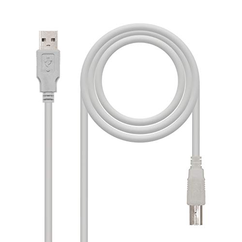 Nanocable 10.01.0103 - USB 2.0 Kabel für Drucker, Typ A/M-B/M, männlich-männlich, grau, 1.8 mts von Nanocable