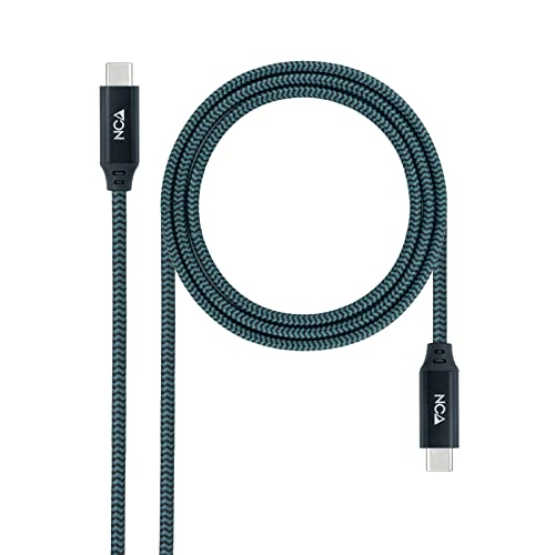 Nanocable 10.01.4300-COMB - USB 3.2 Gen2x2 20Gbps 5A/100W 4K/60Hz USB-C/M-USB-C/M Kabel, Farbe Grau/Schwarz, 0,5 m von NANOCABLE