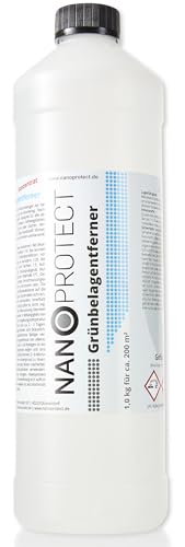 Nanoprotect Grünbelagentferner Konzentrat | 1 kg für 200 m² | Algenentferner und Fassadenreiniger | Kein Hochdruckreiniger nötig | Ideal für Pflastersteine und Gehwege von Nanoprotect