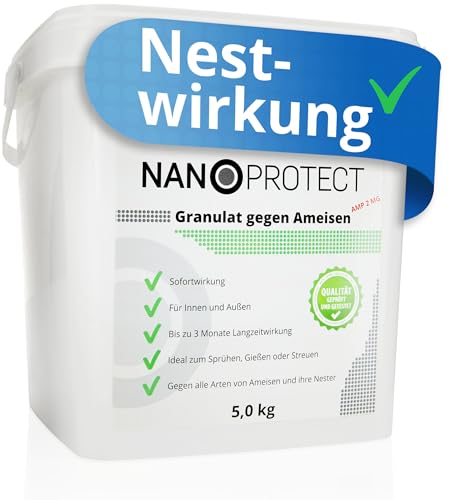 Nanoprotect Köder-Granulat gegen Ameisen | 5 kg Streu- und Gießmittel | Schnell- und Langzeiteffekt | Ameisenabwehr Innen und Außen | Staubfreies Ameisenstreumittel | Geruchsneutral von Nanoprotect