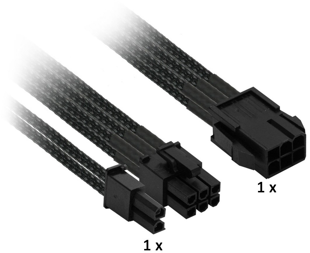 6-Pin > 6+2-Pin PCI-E Single (0,3m) schwarz von Nanoxia