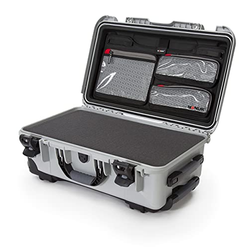 Nanuk 935 Wasserdichter Hartschalenkoffer Mit Plüschschaumeinlage und Organizer für Deckele - Silber von NANUK