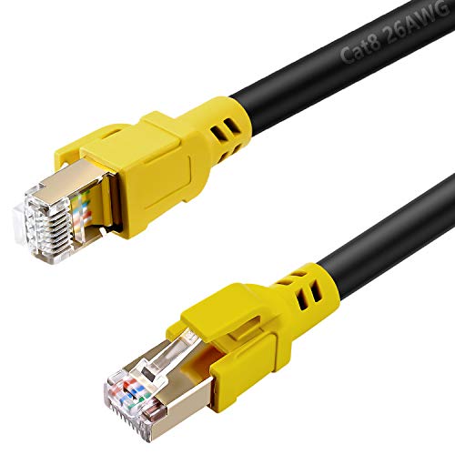 Nanxudyj Cat-8-Ethernet-Kabel, 26 AWG, 40 Gbit/s, 2000 MHz, SFTP-Patchkabel, 1.8 m, robustes High-Speed-Cat8-LAN-Netzwerkkabel, RJ45-Kabel, für den Außenbereich, wetterfest, Modem, Gaming Nanxudyj Cat-8-Ethernet-Kabel, 26 AWG, 40 Gbit/s, 2000 MHz, SFTP-Patchkabel, 1.8 m, robustes High-Speed-Cat8-LAN-Netzwerkkabel, RJ45-Kabel, für den Außenbereich, wetterfest, Modem, Gaming von Nanxudyj