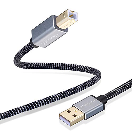 Nanxudyj Druckerkabel, 3 m, USB-Drucker, Nylongeflecht, 2.0 Typ A Stecker auf B Stecker, Kabel Scanner Kabel, High Speed, kompatibel mit HP, Canon, Dell, Epson, Lexmark, Xerox, Samsung und mehr von Nanxudyj