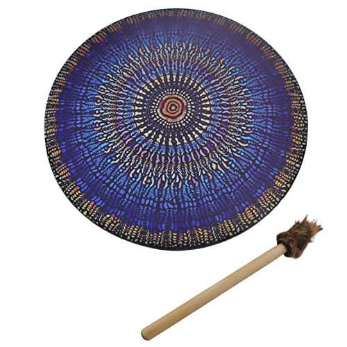 1PC Shamans Drum, Vegan Shaman Alchemical Moon Drum with Drum Stick, Percussion Frame Drum, Handmade Bass Therapy Tool Sound Healing Tool Symbol Shamanic Drums, Blue von Nanyaciv