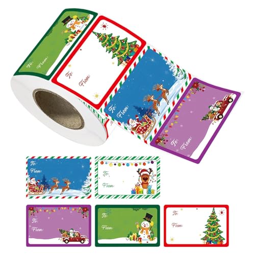 Aufkleber für Weihnachtsetiketten – Aufkleber für Weihnachtsgeschenke, 400 x Etiketten für Weihnachtsgeschenke | Dekoration für Namensschilder, Geschenkanhänger, 7,5 x 5 cm von Naqqios