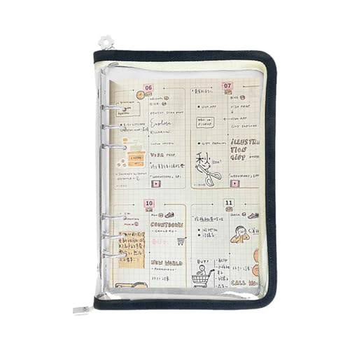 Buchbindertaschen mit Reißverschluss, transparenter Ordner für Notizbuch, transparent, wiederaufladbar, für Laptop mit 6 Ringen – Tagebuch-Organizer, wasserdicht und abnehmbar Buchbindertaschen mit Reißverschluss, transparenter Ordner für Notizbuch, transparent, wiederaufladbar, für Laptop mit 6 Ringen – Tagebuch-Organizer, wasserdicht und abnehmbar von Naqqios