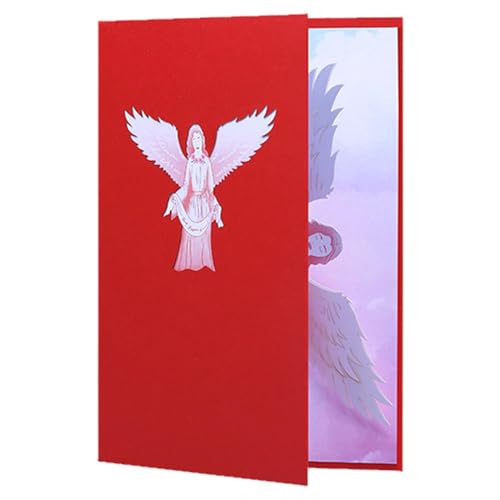 Engel Pop-Up Karte - Engelskarte, Pop-Up Weihnachtskarte zeigbar | Einzigartige katholische Weihnachtskarte mit Umschlägen für Beerdigung Design Überraschungsengel, Trauer, Denkmal, Taufe von Naqqios