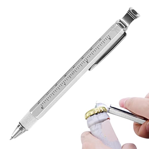 Multitool-Stift, Werkzeugstifte, Mehrzweck-Stift, robust, Silber, coole Werkzeuge, Telefonhalter, Kugelschreiber, tragbare Bauwerkzeuge für Papa Opa Mar von Naqqios