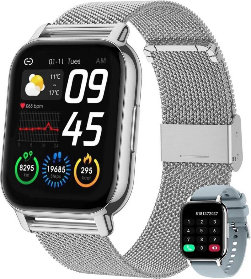Narcid Smartwatch (1,85 Zoll, Android, iOS), mit Telefonfunktion, Schlafmonitor Schrittzähler IP68 Wasserdicht von Narcid