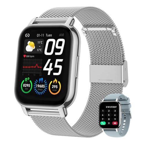 Narcid Smartwatch mit Telefonfunktion für Damen Herren,Fitness Tracker 1.85 Zoll Touchscreen Schlafmonitor Pulsmesser Schrittzähler,IP67 Wasserdicht 110+ Sportmodi für iOS/Android von Narcid