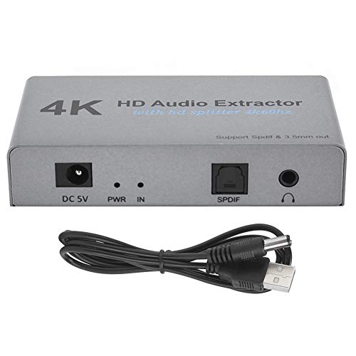 4K HD Audio Extractor Converter Audio Extractor, Hochauflösender Splitter Konverter Audio Separator Kopfhörer Verstärker für Laptops Computer Verstärker Kopfhörer Fernseher von Naroote