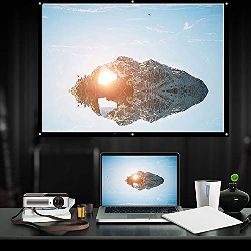 Naroote Projektorvorhang, 4:3 Projektionsleinwand Weiß 60-100 Zoll Tragbares Synthetisches Polyestergewebe Faltbar für Campingfilm für Open-Air-Kino (84 Zoll) von Naroote
