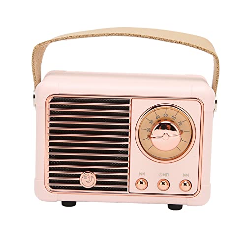 Naroote Retro-Bluetooth-Lautsprecher, Retro-Lautsprecher, Tragbarer Retro-Bluetooth 5.0-Lautsprecher mit HiFi-Stereo-Sound, Leichter Lautsprecher Im Vintage-Stil für den Heim- oder (Pinks) von Naroote