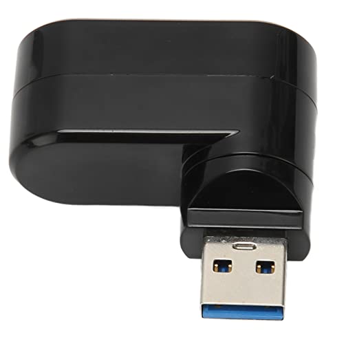 Naroote USB 3.0-Hub, um 90 Grad Drehbarer USB-Hub, Plug-and-Play, 3 Anschlüsse für Desktop-PC (Schwarz) von Naroote