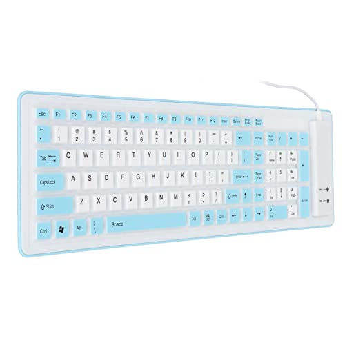 Naroote wasserdichte Tastatur, wasserdichte, Staubdichte, Vollständig Versiegelte, Faltbare Silikontastatur für Laptop (Blau) von Naroote
