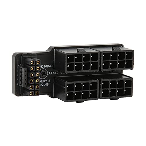 PCIe 8 Pin 180 Grad Winkelstecker Netzteilplatine ATX 4 8P Abgewinkelter Adapter 32P auf 16P 600 W 12 V HPWR Grafikkarte Netzteilplatine für Desktop (Black) von Naroote