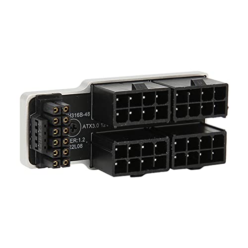 PCIe 8 Pin 180 Grad Winkelstecker Netzteilplatine ATX 4 8P Abgewinkelter Adapter 32P auf 16P 600 W 12 V HPWR Grafikkarte Netzteilplatine für Desktop (Silver) von Naroote