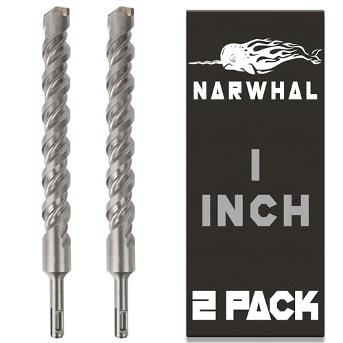 SDS Plus Steinbohrer für Bohrhämmer (30,5 cm Länge – 2 Stück), Hartmetallbestückt, um leicht durch Beton, Zement, Ziegel, Block, Stein und mehr zu bohren von Narwhal