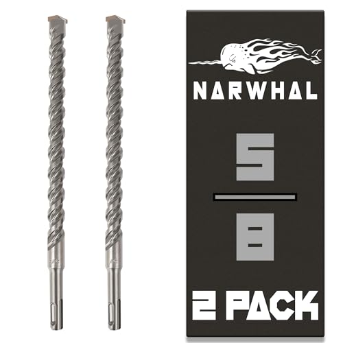 SDS Plus Steinbohrer für Bohrhämmer (30,5 cm Länge – 2 Stück), Hartmetallbestückt, um leicht durch Beton, Zement, Ziegel, Block, Stein und mehr zu bohren von Narwhal