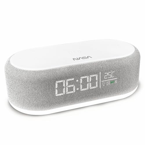 Nasa Wecker SPC400 – Radiowecker, Bluetooth-Lautsprecher, Lautsprecher 5 W x 2, kabelloses Laden 15 W, Nachtlicht, Lithium-Akku, USB-C-Kabel im Lieferumfang enthalten – Grau Nasa Wecker SPC400 – Radiowecker, Bluetooth-Lautsprecher, Lautsprecher 5 W x 2, kabelloses Laden 15 W, Nachtlicht, Lithium-Akku, USB-C-Kabel im Lieferumfang enthalten – Grau von Nasa