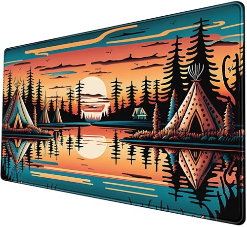 Nasdalgias Indianer-Tipi-Dorf XXL Mauspad, ästhetische Schreibtischunterlage von Nasdalgias