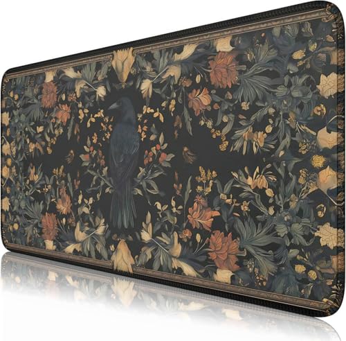 Nasdalgias Raven Blackbird Floral Dark Academia Schreibtischunterlage, Mauspad, XXL, großes Gaming-Mauspad, Schreibtischunterlage für Büro, Computer, Tastatur, Laptop und Zuhause, 80 x 40 cm Nasdalgias Raven Blackbird Floral Dark Academia Schreibtischunterlage, Mauspad, XXL, großes Gaming-Mauspad, Schreibtischunterlage für Büro, Computer, Tastatur, Laptop und Zuhause, 80 x 40 cm von Nasdalgias