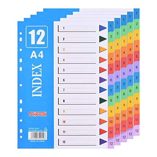 5 Set Ordner-Register A4 praktischem Deckblatt, trennblätter für ordner a4 pastell plastik für die Ordner-Organisation im Büro, 1-12 von Naseom