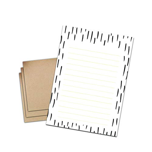 Briefpapier Set DIN A5 schwarz-weiß inkl. 10 Umschläge Kraftpapier Briefpapier Set DIN A5 schwarz-weiß inkl. 10 Umschläge Kraftpapier von Nastami