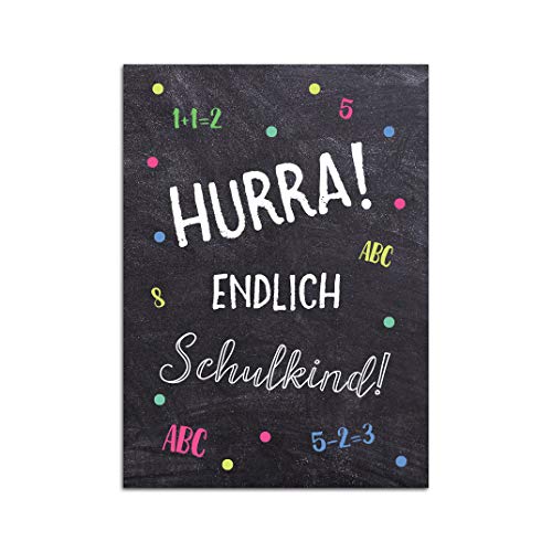 Glückwunschkarte Schulanfang für Junge und Mädchen, Postkarte Schulanfag, Einschulung (Schulkind Tafel) von Nastami