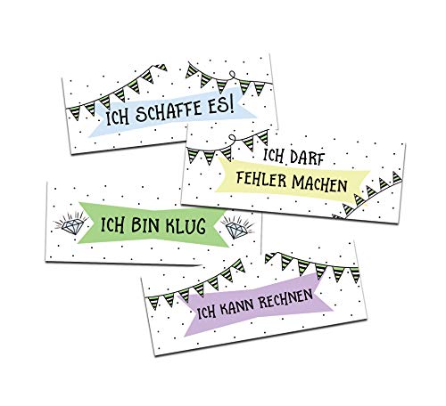 Lesezeichen für Kinder 4er Set Glaubenssätze Wimpel Lesezeichen Papier, Einschulung Geschenk, Schulanfang Geschenk, Einschulung Geschenk (wimpel) von Nastami