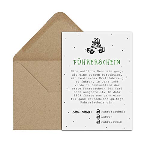 Nastami Postkarte Führerschein Definition inkl. Briefumschlag Geschenk (Führerschein) von Nastami