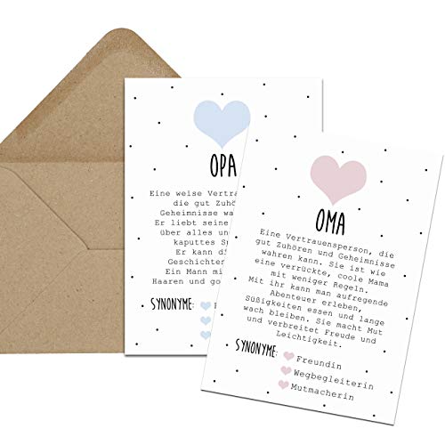 Nastami Postkarte OMA + OPA Definition inkl. Briefumschlag Geschenk (Oma + Opa) von Nastami