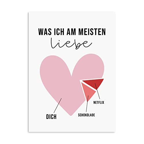 Nastami Valentinskarte Postkarte Valentinstag Karte Liebe Jahrestag Geschenk (Netflix, Schokolade, Dich) von Nastami