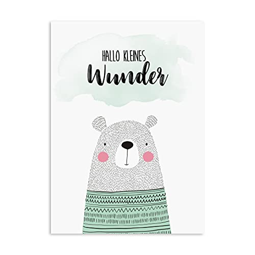 Postkarte "Hallo kleines Wunder" Geschenk Geburt Postkarte Baby Geschenk von Nastami