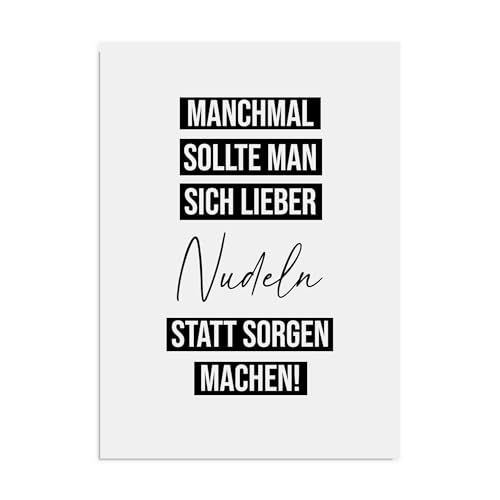 Postkarte "Manchmal sollte man sich lieber Nudeln statt Sorgen machen" Postkarte SPRÜCHE lustig von Nastami