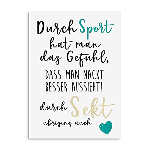 Postkarte NACKT besser aussehen SEKT Postkarte Motivationskarte lustig Sprüche Postkarte Sekt Geschenk Mädelsabend von Nastami