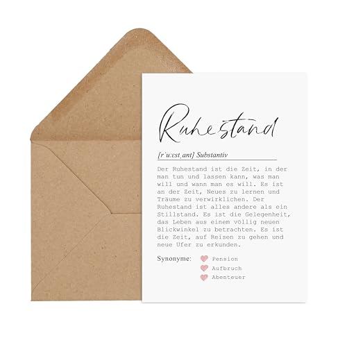 Postkarte RUHESTAND Definition inkl. Briefumschlag Geschenk Ruhestand von Nastami