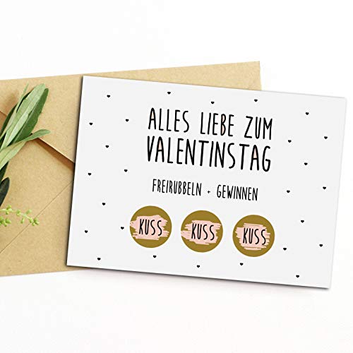 Postkarte Valentinstag FREIRUBBELN + GEWINNEN inkl. Briefumschlag Rubbelkarte Valentinstag von Nastami