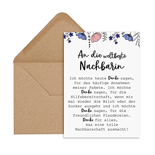 Postkarte weltbeste Nachbarin inkl. Briefumschlag Danke Karte Nachbar Geschenk Postkarte weltbeste Nachbarin inkl. Briefumschlag Danke Karte Nachbar Geschenk von Nastami